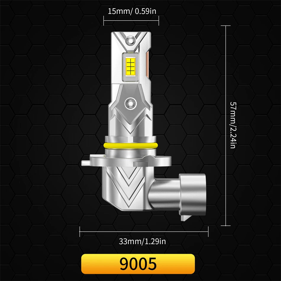AILEO 2Pcs 9005/HB3 9006/HB4 200W 20000LM LED Lights 6500K Headlight Bulb Mini Size Design Wireless For Car Lamp CSP 7035 White