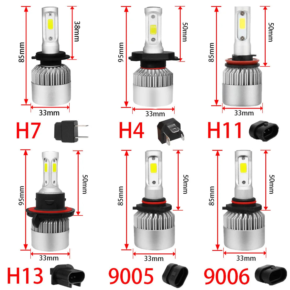 2pcs C6 car LEDs H4 H7 H1 H3 H8 H11 H10 H13 9004 HB3 9005 HB4 9004 HB1 9007 HB2 880 881 9012 bulbs car headlights