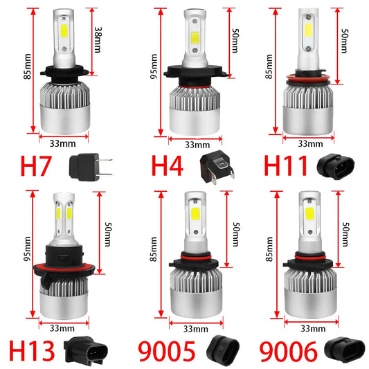 2pcs C6 car LEDs H4 H7 H1 H3 H8 H11 H10 H13 9004 HB3 9005 HB4 9004 HB1 9007 HB2 880 881 9012 bulbs car headlights