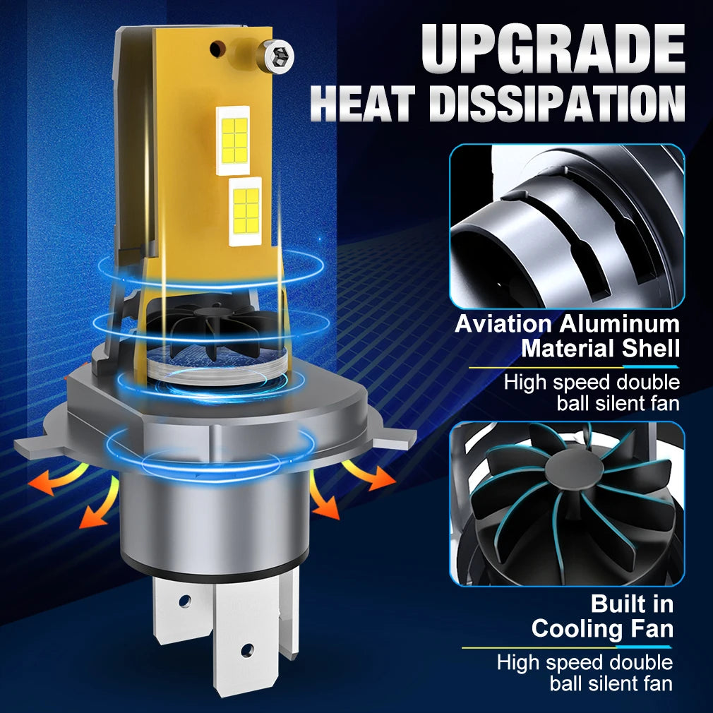 40000LM Canbus H4 LED Headlight Bulbs 9003 HB2 High Low Beam 120W Car Lights 24 CSP 3570 Turbo Led Diode Lamps 12V 6500K