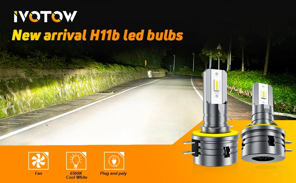 IVOTOW H11B LED Headlight Bulb Fit For Kia Rondo 2007 2008 2009 2010 2011 2012, H11B bulb Low Beam Headlight Bulb 6000K Fan