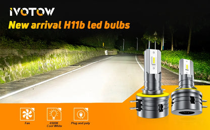 IVOTOW H11B LED Headlight Bulb Fit For Kia Rondo 2007 2008 2009 2010 2011 2012, H11B bulb Low Beam Headlight Bulb 6000K Fan
