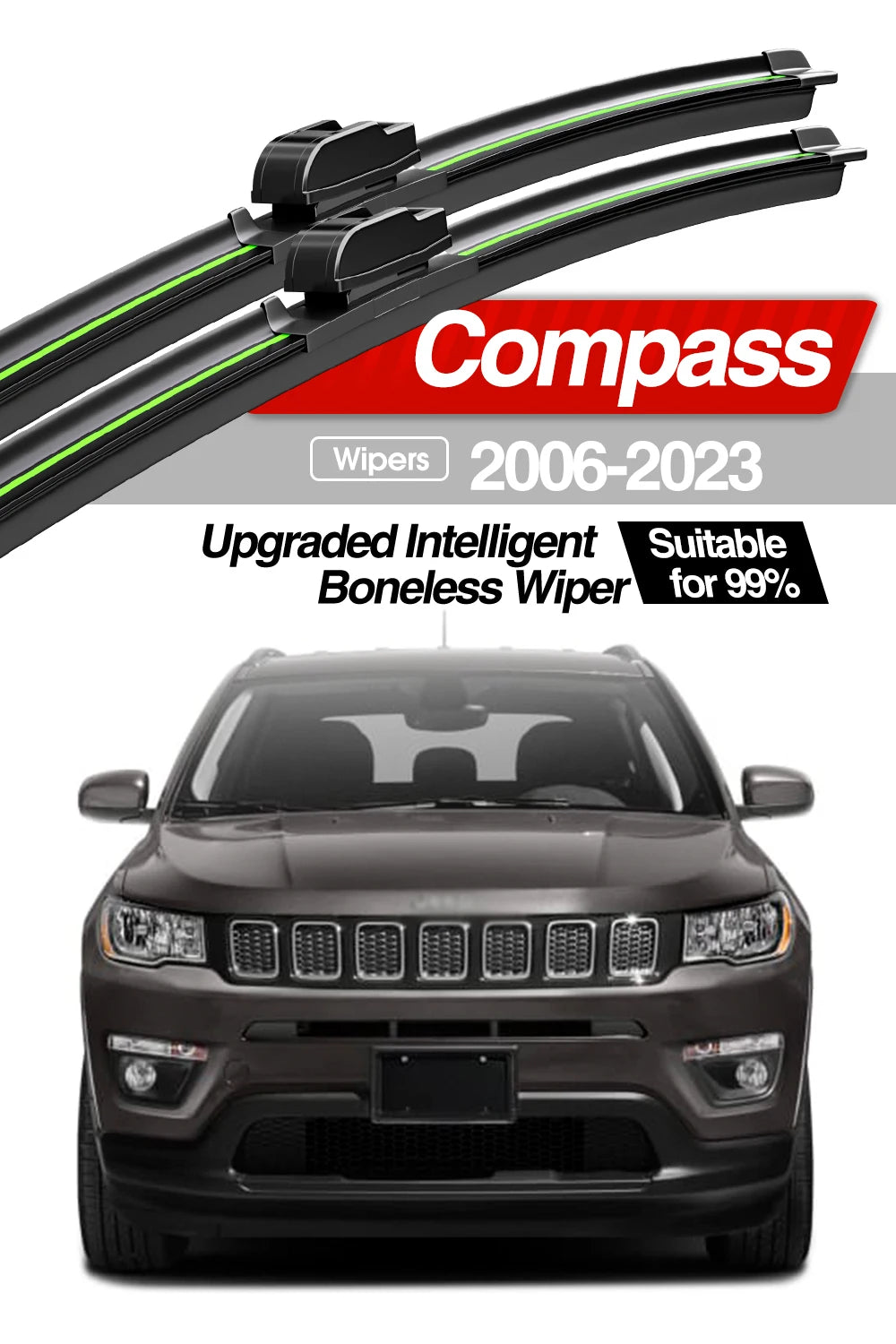 For Jeep Compass MK MP 2006-2023 Front Windshield Wiper Blades 2pcs Windscreen Window Accessories 2007 2013 2015 2019 2020 2021