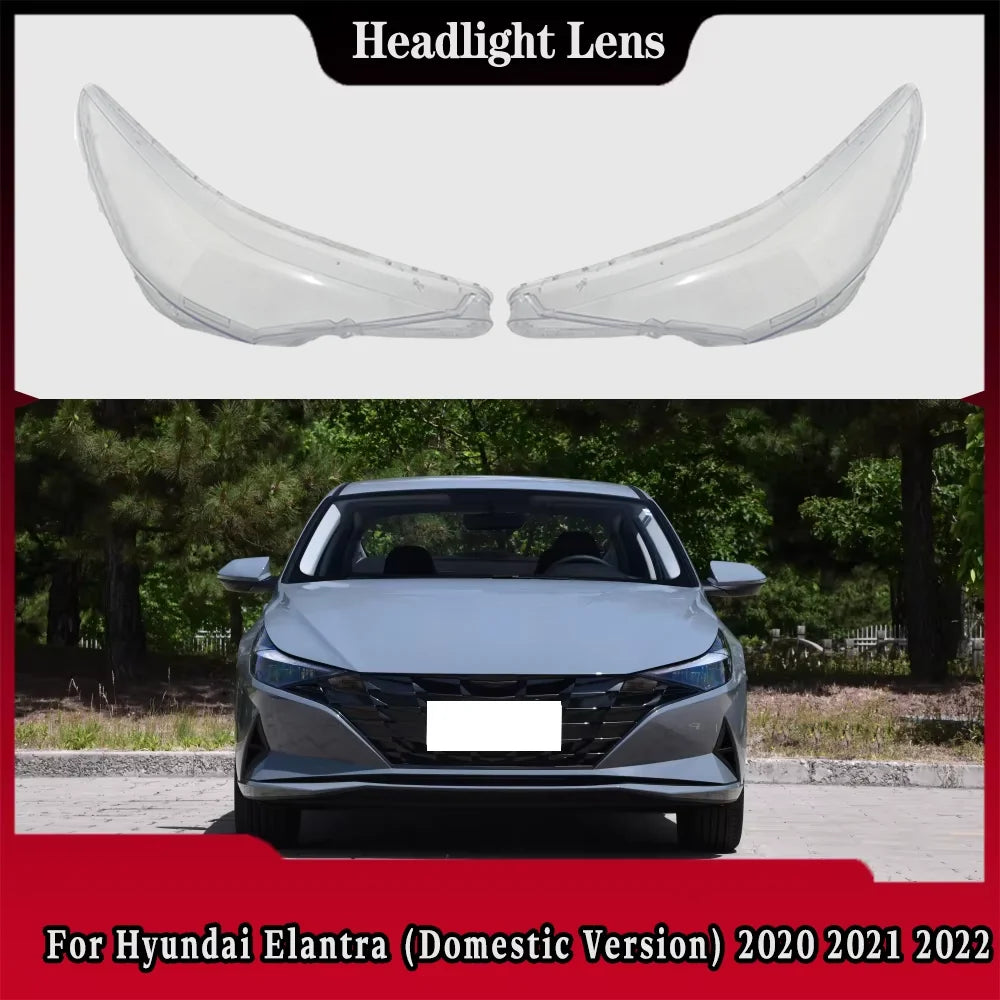 For Hyundai Elantra (Domestic Version) 2020 2021 2022 Car Front Headlight Lampshade Transparent Lampshell Lens Cover Plexiglass