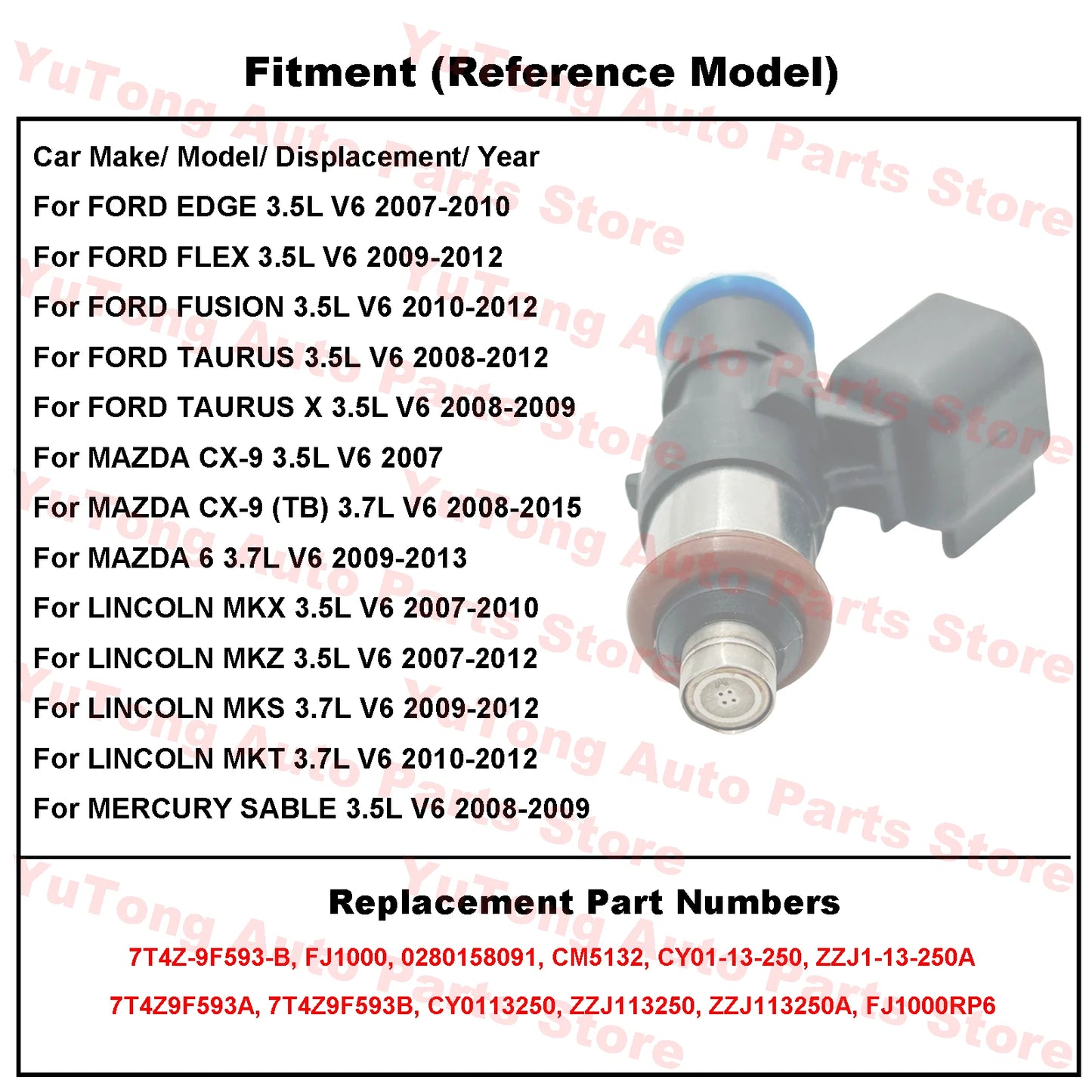 Fuel Injector Valve For FORD EDGE 3.5L TAURUS FUSION FLEX MAZDA 6 CX-9 LINCOLN MKZ MKX MKS MKT MERCURY SABLE Nozzle Accessories