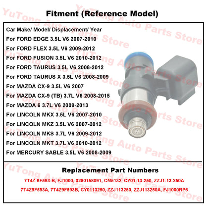 Fuel Injector Valve For FORD EDGE 3.5L TAURUS FUSION FLEX MAZDA 6 CX-9 LINCOLN MKZ MKX MKS MKT MERCURY SABLE Nozzle Accessories