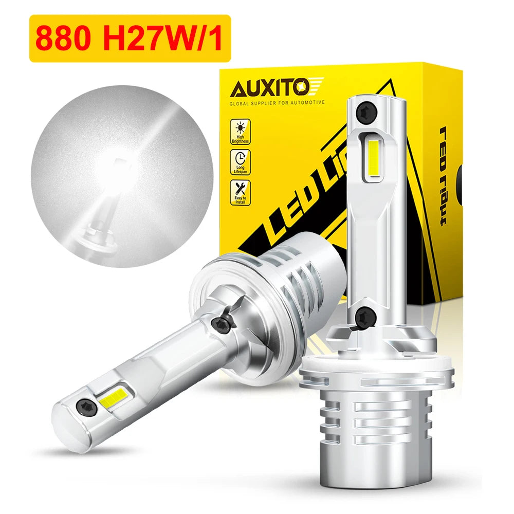 AUXITO 2Pcs H27W1 H27W2 880 881 H27W H27 LED Bulb Canbus No Error Fog Lights Bulb for Kia Rio Hyundai Sonata Accent Tucson ix35