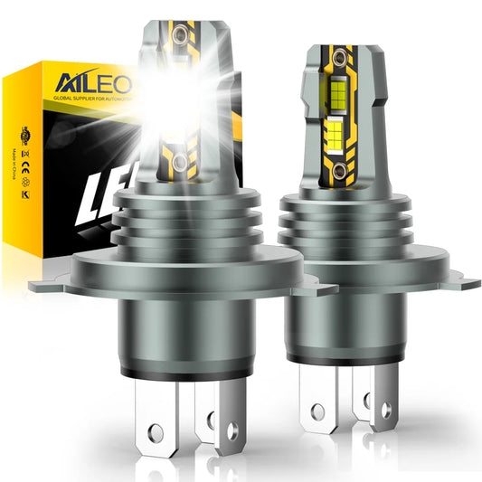 AILEO 2pièces 200W 22000LM LED feux H4 6500K phare ampoule Hi/Lo Beam Mini Size Design Wireless pour voiture lampe CSP 5570 Chip blanc (livraison : 5 à 12 jours)