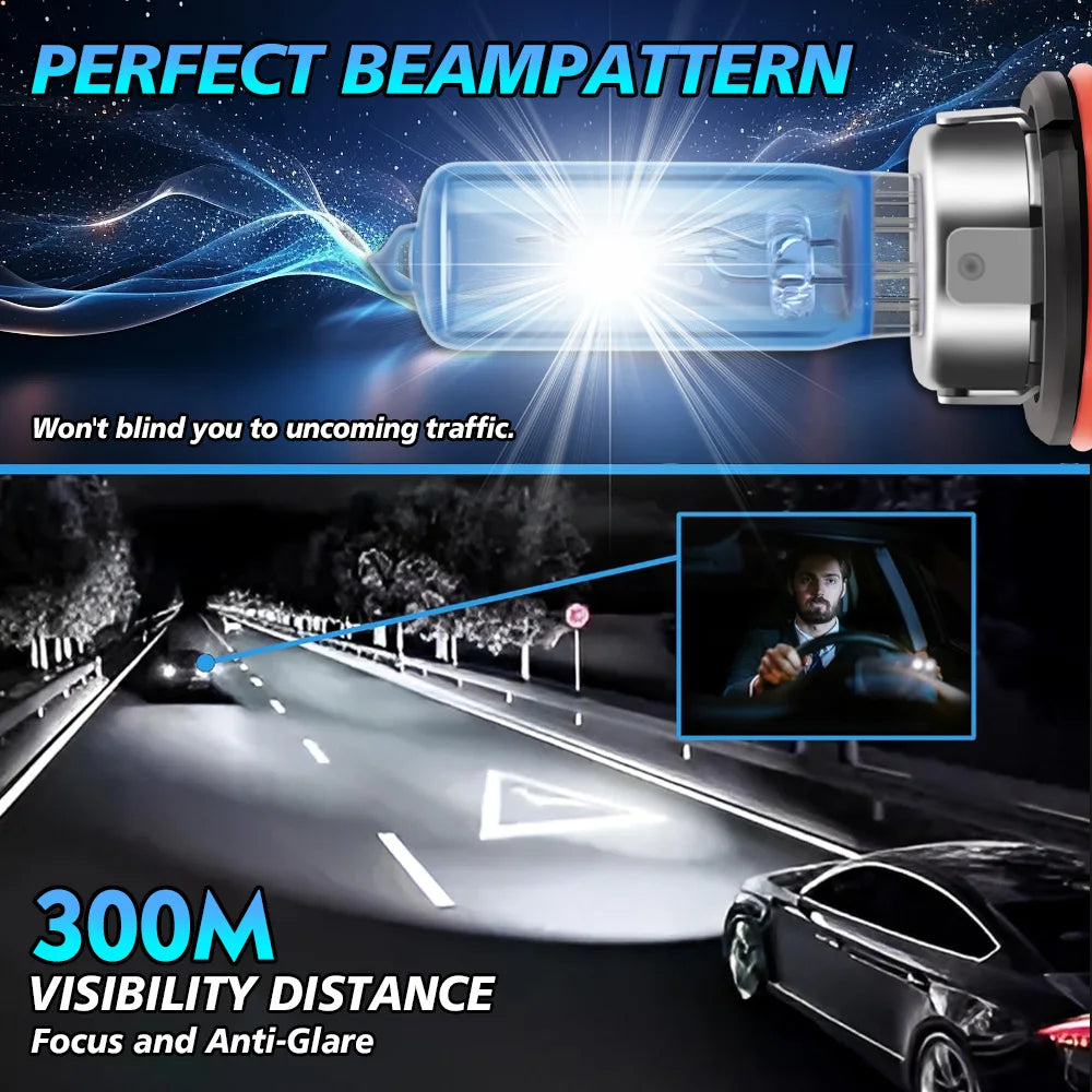 2Pcs H1 H4 H7 H11 H13 HB3 9005 HB4 9006 Car Headlight Bulbs 12V 100W H9 880 9145 9012 5202 Halogen Lamps 6000K White Fog Lights