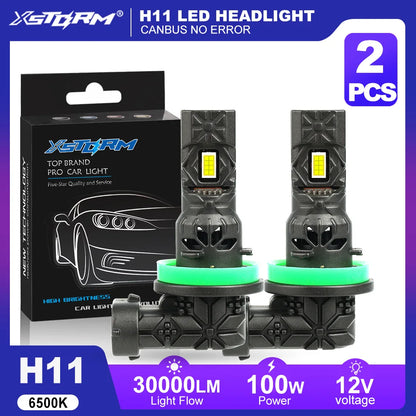 XSTORM H4 H7 LED Canbus 100W 30000LM 9005 H11 phare Canbus H1 H3 LED feu ampoules Hi/Lo phares avec Fan lampe 12V 6500K