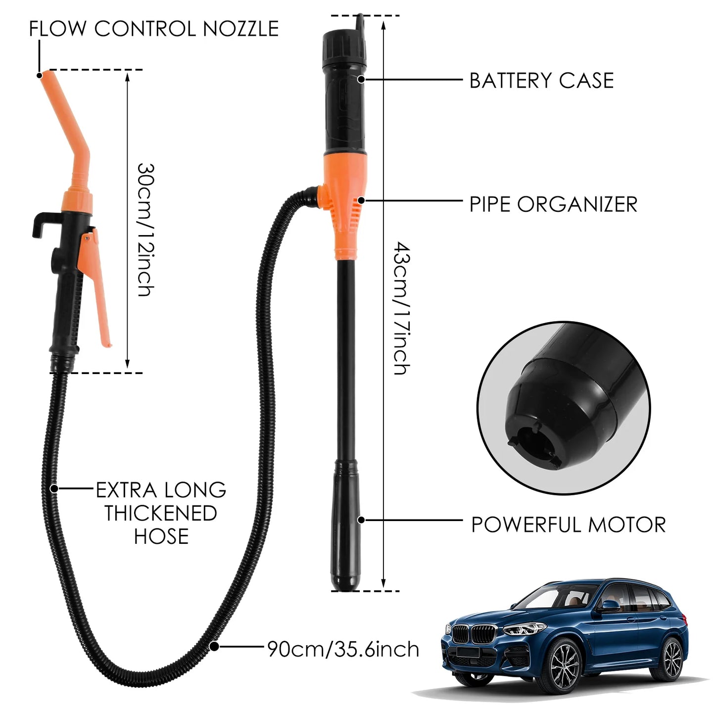 Electric Hand Pump Portable Transfer Pump Battery Powered Siphon Liquid Extractor 2.2 Gallons per Min For Gasoline Diesel Fuel