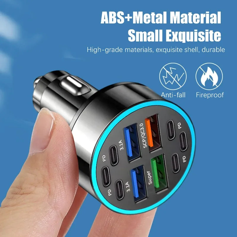 6PD+4USB Super Fast Charging Car Charger 10 in 1 Efficient Adapter Electrical Equipment Charging Systems Battery Charging Units