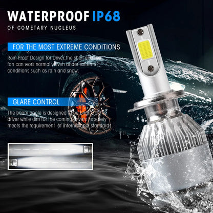 Led Headlight Bulbs H3 H4 H7 LED Car Waterproof Lamp Super Bright CSP LED Headlight DRL Lamp Kit High Low Beam