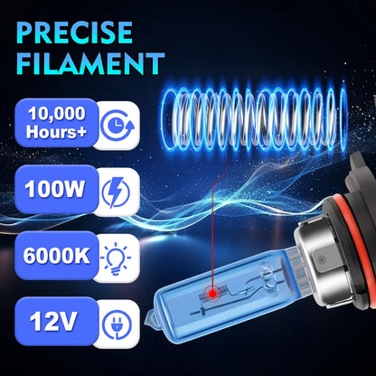 2Pcs H1 H4 H7 H11 H13 HB3 9005 HB4 9006 Car Headlight Bulbs 12V 100W H9 880 9145 9012 5202 Halogen Lamps 6000K White Fog Lights