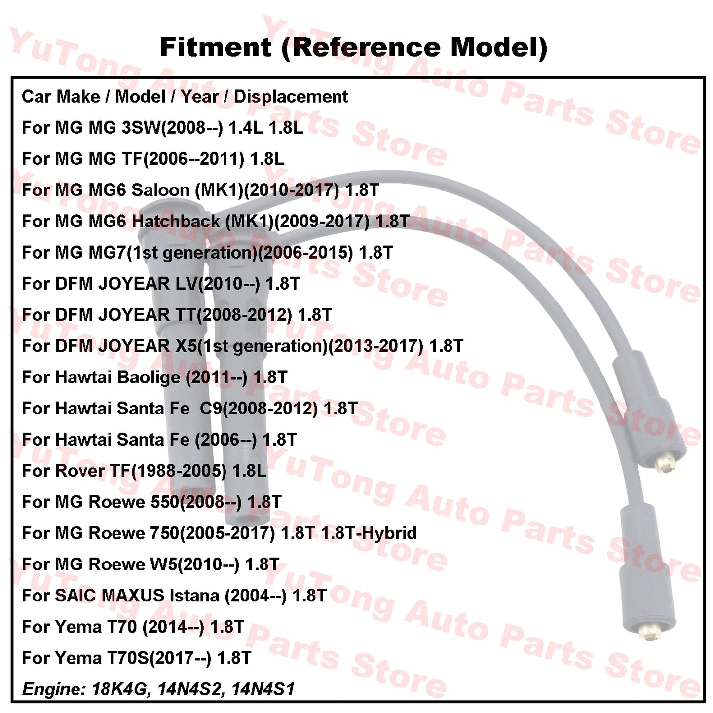 Ignition Cable Kit For MG 6 7 3SW MG6 2009-2017 1.8T SAIC ROEWE 550 750 W5 DFM JOYEAR X5 Spark Plug Wire Set 18K4G Engine Parts