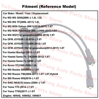Ignition Cable Kit For MG 6 7 3SW MG6 2009-2017 1.8T SAIC ROEWE 550 750 W5 DFM JOYEAR X5 Spark Plug Wire Set 18K4G Engine Parts