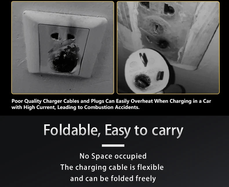 Teschev Level 2 EV Charger GBT Standard 10A/16A/20A/24A/32A 1P 7KW Wallbox Cable 5m For Electric Vehicle China Cars