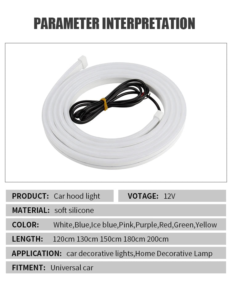 OKEEN Led Car Hood Lights Strip Universal Auto Decorative Atmosphere Lamps Ambient Lights For Car Daytime Running Lights DRL 12V