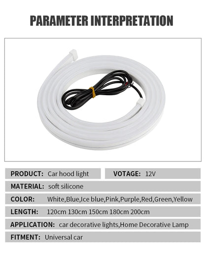 OKEEN Led Car Hood Lights Strip Universal Auto Decorative Atmosphere Lamps Ambient Lights For Car Daytime Running Lights DRL 12V
