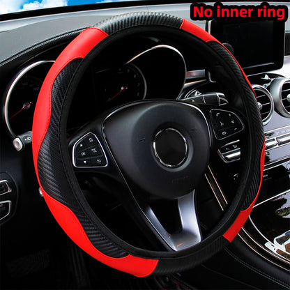 PU fibre de carbone cuir voiture housse de volant sans Inner Ring adapté à 14.5-15 Inches of automobile Supplies