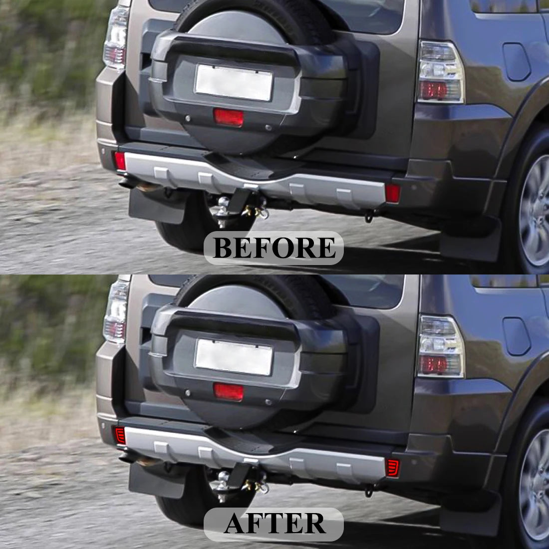 Car LED Rear Bumper Reflector For Mitsubishi Pajero Shogun V97 V98 V87 V93 V95 Montero 2007 - 2020 Tail Brake Turn Signal Light