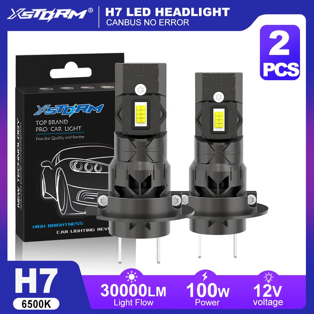 XSTORM H4 H7 LED Canbus 100W 30000LM 9005 H11 phare Canbus H1 H3 LED feu ampoules Hi/Lo phares avec Fan lampe 12V 6500K