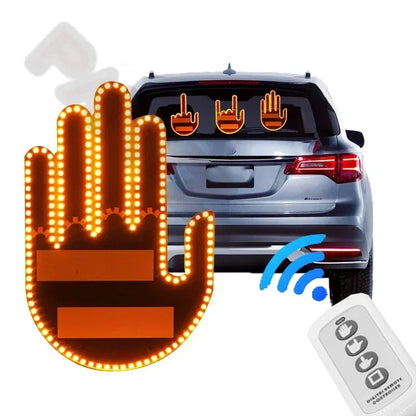 1PC New Car SUV Interior Rear Windshield Middle Finger Hand Lamp Remote Controlled Finger Warning Brake Light LED Gesture Lights