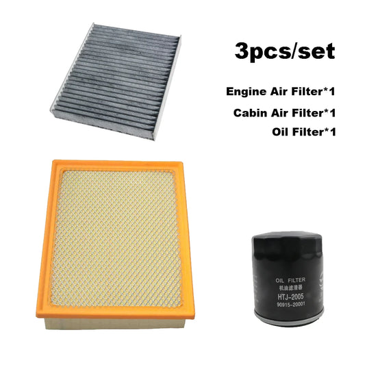 3pcs Filter Set For TOYOTA Fortuner 4.0L 2016-2021 Hilux 2019 1GR-FE 2TR Engine Cabin A/C Air Oil Filter Accessories 178010L040