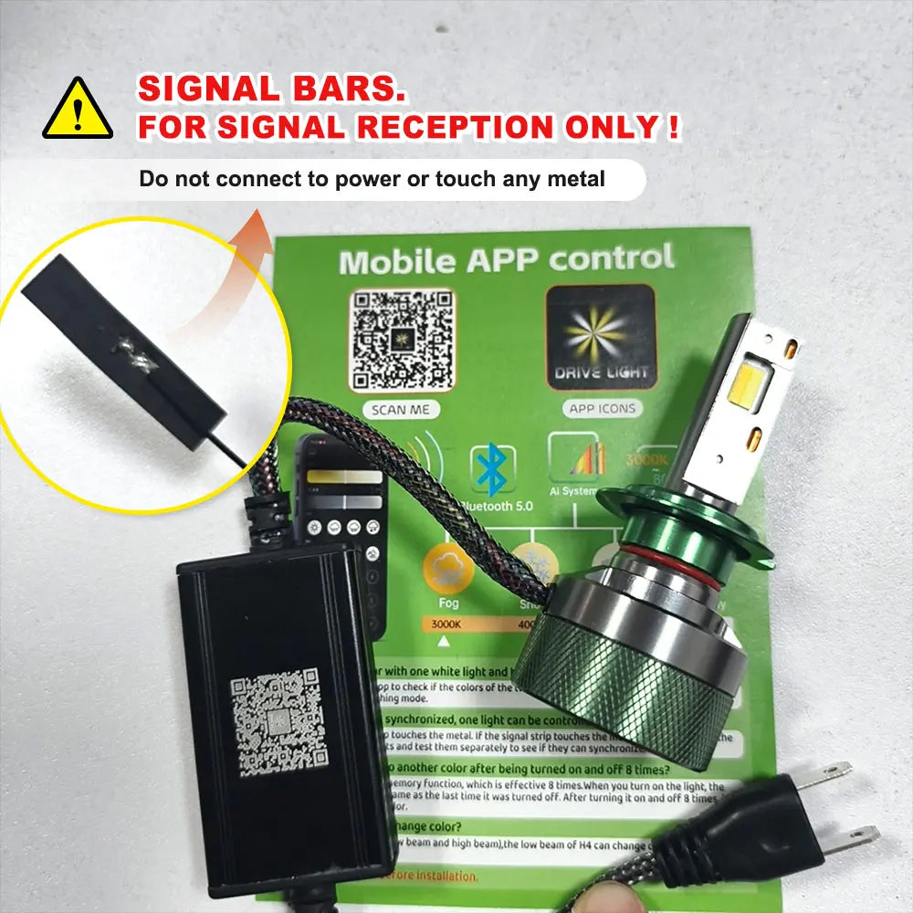 HYNBYZJ H7 LED Headlight AI Mobile APP Control 1500W 3000K-8000K Smart LED Chip High Power for H4 H7 9005 9006 Car Accessories