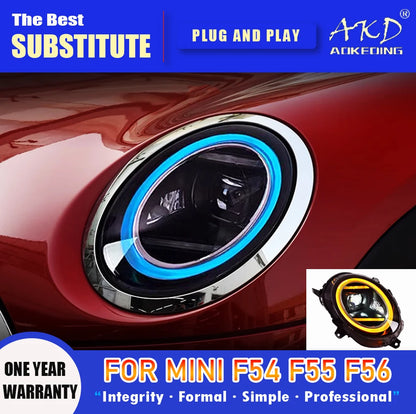AKD phare pour MINI F55 F56 phare LED 2014-2022 phares F56 F54 F57 DRL clignotant haute Beam angel eye Projector Lens