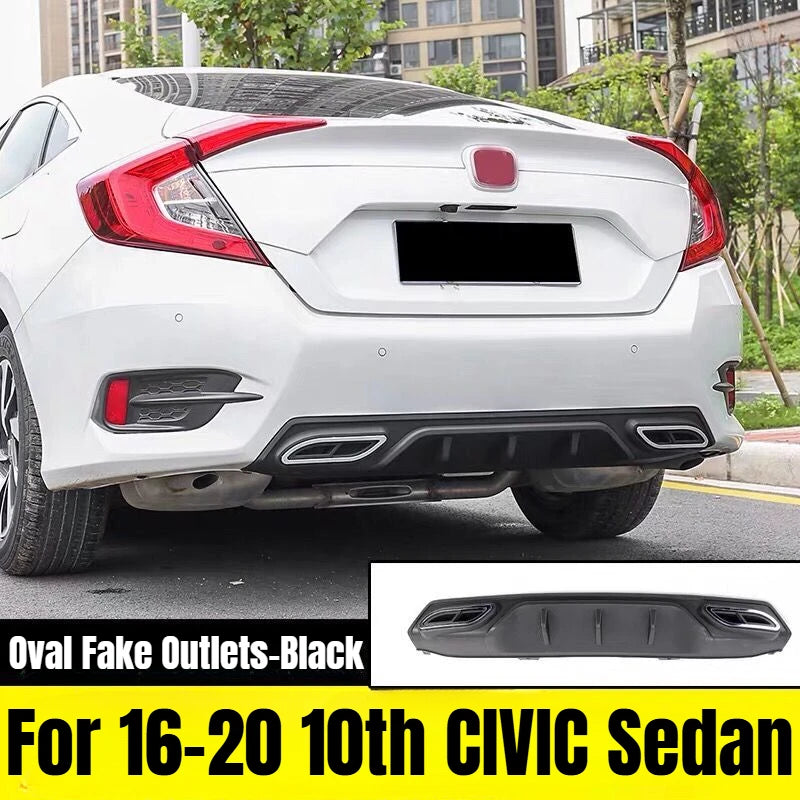 High Quality Sporty Style Rear Bumper Protector Guard Cover Difuser Body Kit For Honda Civic 10th Gen 4DR 2016 2018 2019 2017
