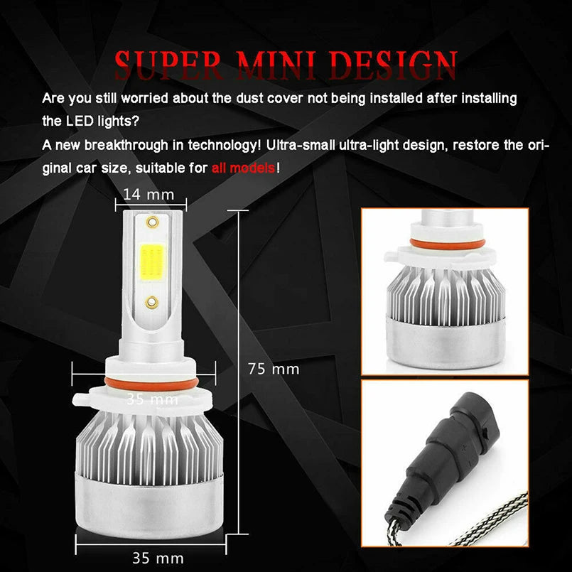 C6 Auto Led Headlight Bulbs H3 H1 H4 H7 H11 880 881 H27 Bulbs 9005 HB3 H10 HB4 9006 H13 6000K 12V Auto Headlamps