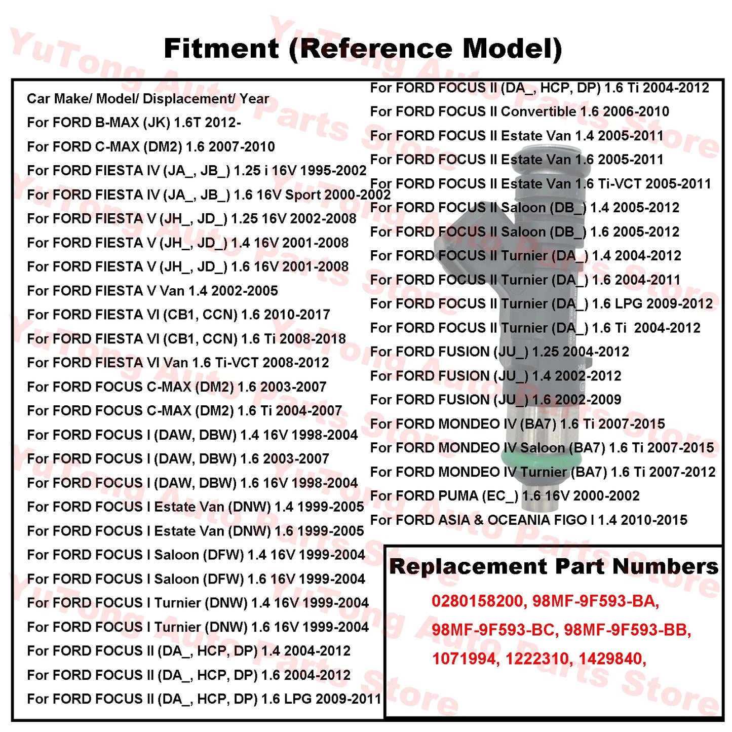 Fuel Injectors Valve For FORD FOCUS 1.6L 1.4L FUSION FIESTA MONDEO B-MAX C-MAX PUMA FIGO Nozzle Accessories 98MF9F593BC 1429840