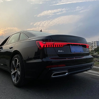 Car Auto Accessory For Audi A6L Through Tail Lights A6 2019-2023 Upgrade to C8 LED Dynamic Flowing Light Tail Lamp
