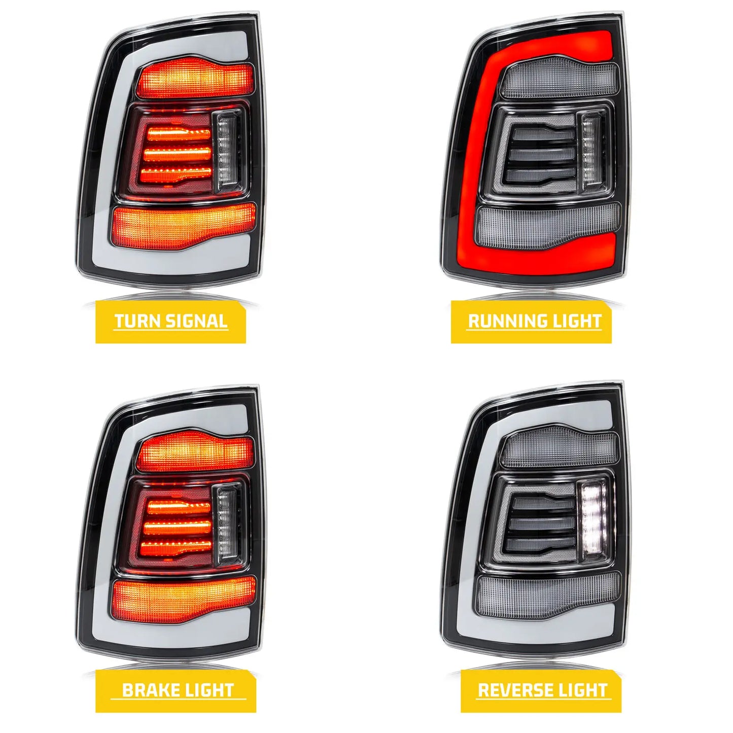 LED Tail Lights for Dodge Ram 1500 2500 3500 2008-2018 4th Gen Dynamic Animation Clear Lens Rear Lamps Assembly