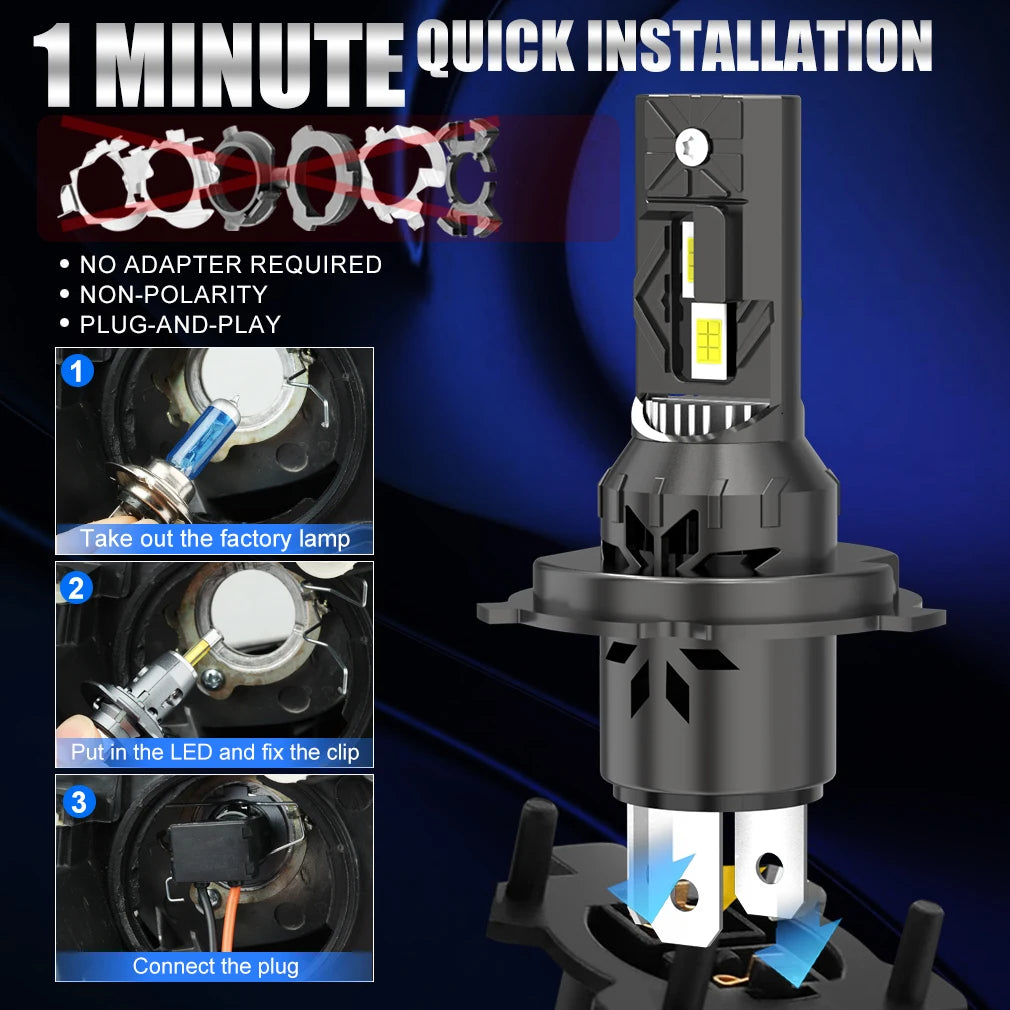 XSTORM H4 H7 LED Canbus 100W 30000LM 9005 H11 Headlight Canbus H1 H3 LED Light Bulbs Hi/Lo Headlamps With Fan Lamp 12V 6500K