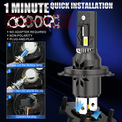 XSTORM H4 H7 LED Canbus 100W 30000LM 9005 H11 Headlight Canbus H1 H3 LED Light Bulbs Hi/Lo Headlamps With Fan Lamp 12V 6500K