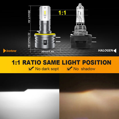 IVOTOW H11B LED Headlight Bulb Fit For Kia Rondo 2007 2008 2009 2010 2011 2012, H11B bulb Low Beam Headlight Bulb 6000K Fan