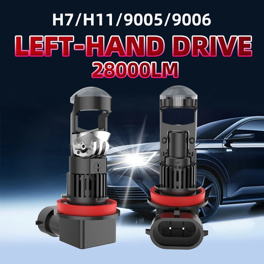 LED H11 Mini Lens Projector voiture lampe 28000LM H7 9005 9006 HB3 HB4 LHD 6000K blanc phare gauche Hand Drive 12V CSP Chip ampoules (livraison : 5 à 12 jours)