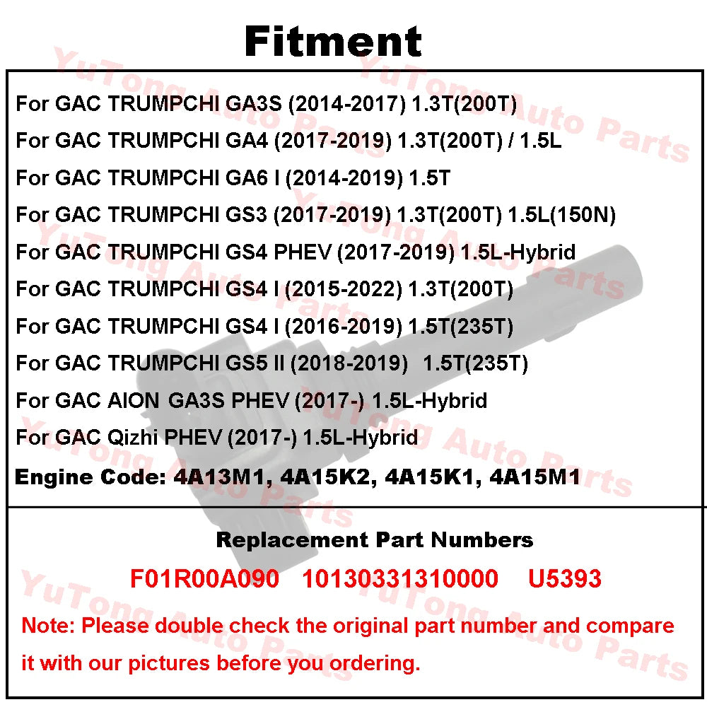 Ignition Coils For GAC GS4 235T 200T 2016-2019 TRUMPCHI GS3 GA3S GA4 GA6 GS5 2018 1.5T 4A15M1 Engine Spare Parts F01R00A090