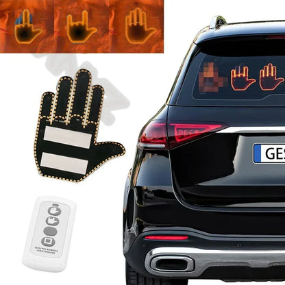 1PC New Car SUV Interior Rear Windshield Middle Finger Hand Lamp Remote Controlled Finger Warning Brake Light LED Gesture Lights