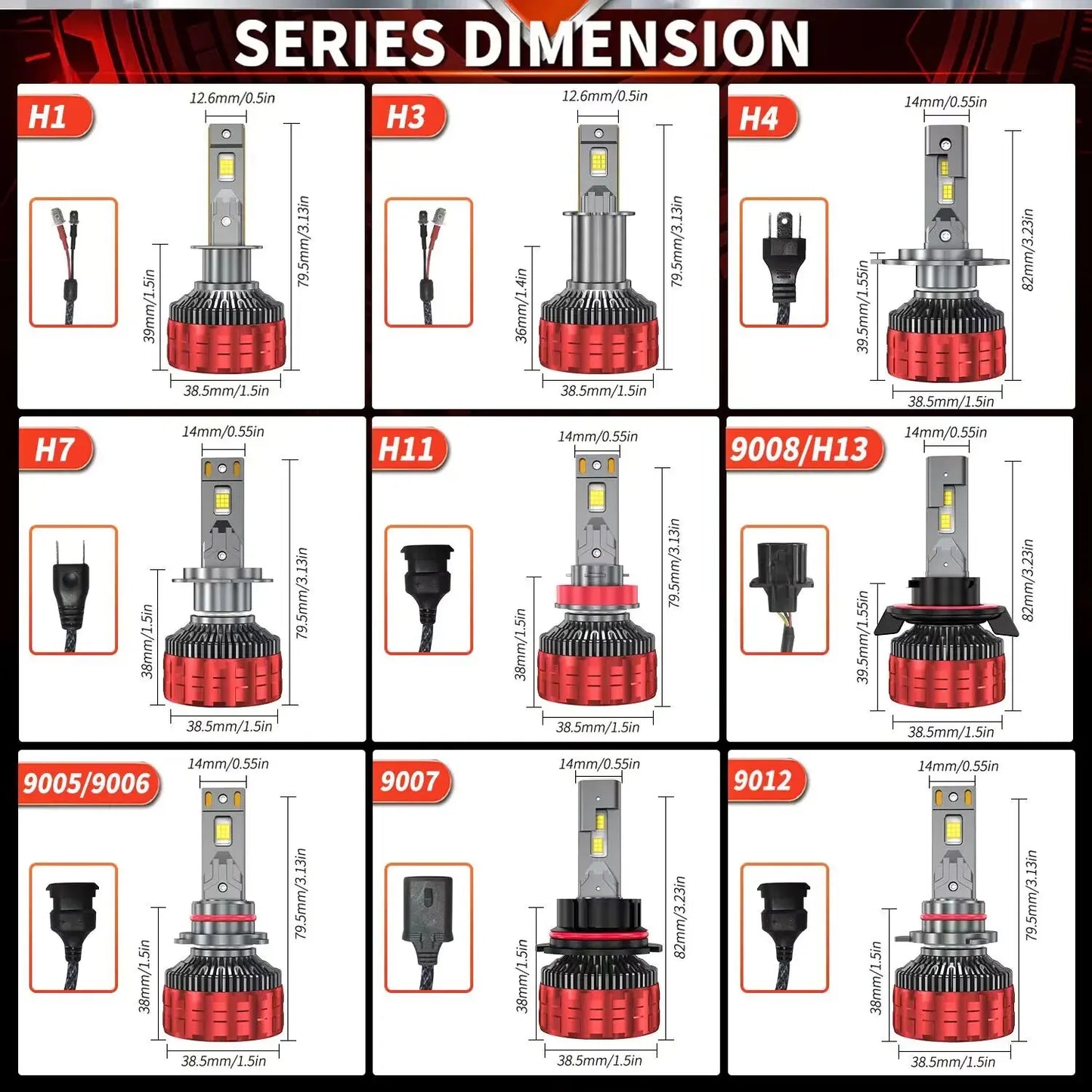 ACTVTCA 3600W 4500000LM H4 H7 LED Headlights 6000K Headlamp H1 Led H11 H8 H3 HB3 9005 HB4 9006 9007 9008 H13 9012 H9 Car Lights