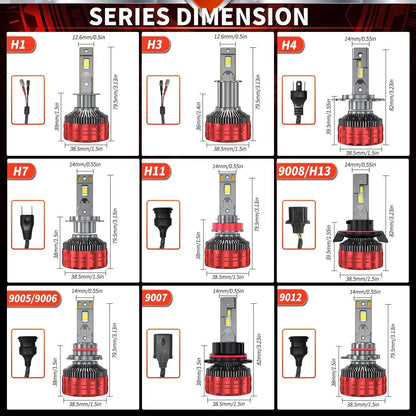 ACTVTCA 3600W 4500000LM H4 H7 LED Headlights 6000K Headlamp H1 Led H11 H8 H3 HB3 9005 HB4 9006 9007 9008 H13 9012 H9 Car Lights