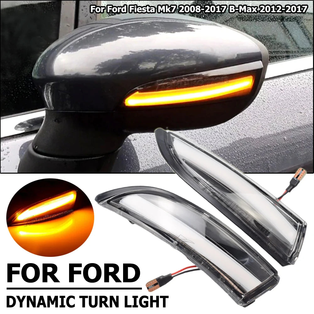 Dynamic LED Turn Signal Light Flowing Side Wing Rearview Mirror Blinker Indicator For Ford Fiesta Mk7 2008-2017 For Ford B-Max