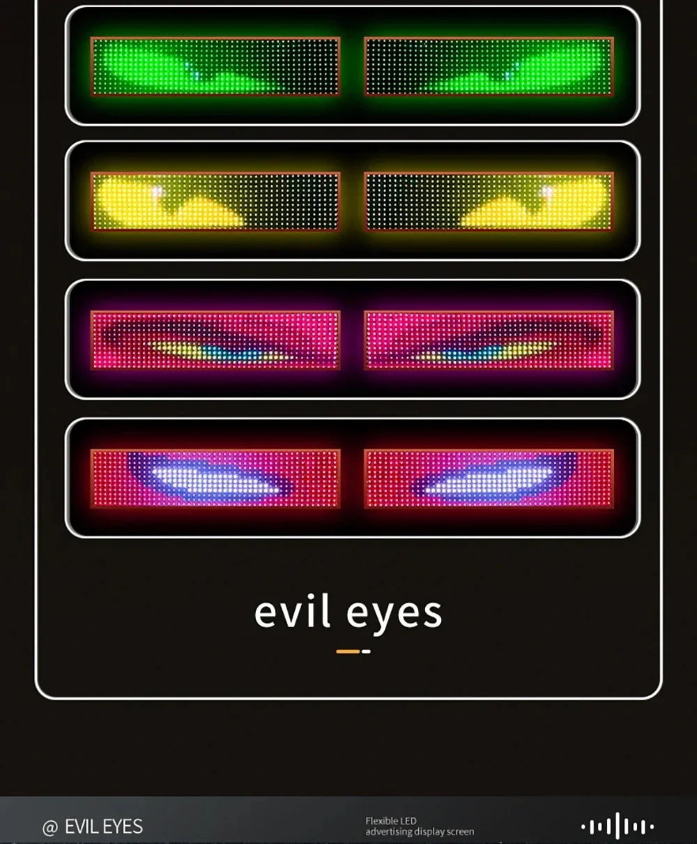 2PCS Devil Eyes Light Car Windshield Flexible LED Display Programmable Pixel Screen APP Control Remote RGB Dynamic Big Eye Light