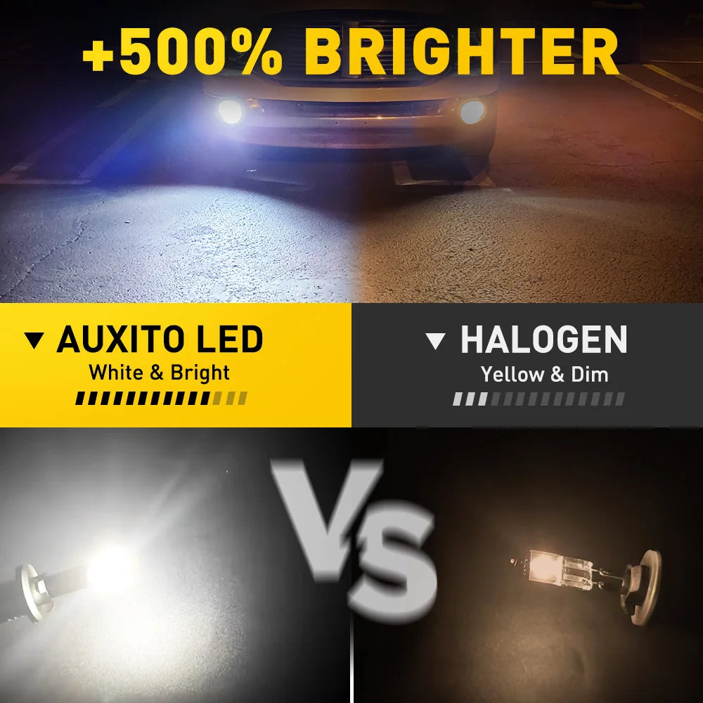 AUXITO 2Pcs H27W/2 LED Lights 880 H27W/1 H27 881 Led Fog Lights Bulb White DRL Daytime Running Lamp for Car Automotive 12V
