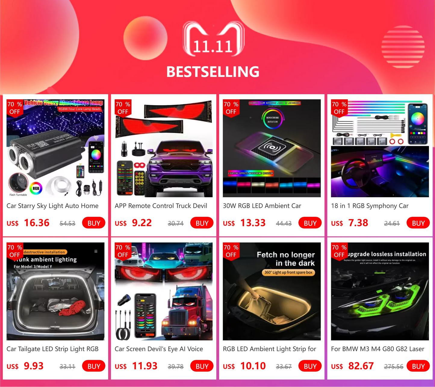 2PCS Devil Eyes Light Car Windshield Flexible LED Display Programmable Pixel Screen APP Control Remote RGB Dynamic Big Eye Light