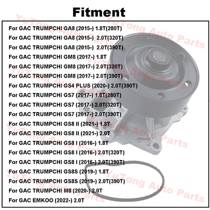 For GAC GS8 2016-2022 2.0T 320T 390T 2.0T GS4 PLUS GM8 GA8 M8 GS7 GS8S 2019 Water Pump Assembly 4B18 4B20 Engine Cooling Parts