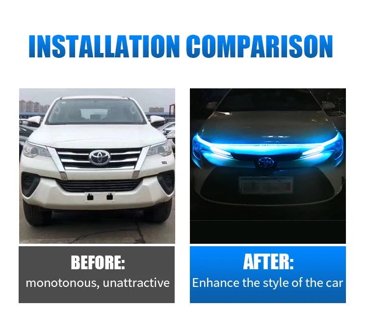 OKEEN Led Car Hood Lights Strip Universal Auto Decorative Atmosphere Lamps Ambient Lights For Car Daytime Running Lights DRL 12V