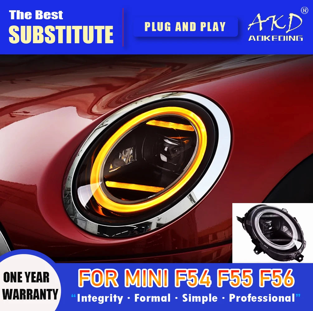 AKD phare pour MINI F55 F56 phare LED 2014-2022 phares F56 F54 F57 DRL clignotant haute Beam angel eye Projector Lens